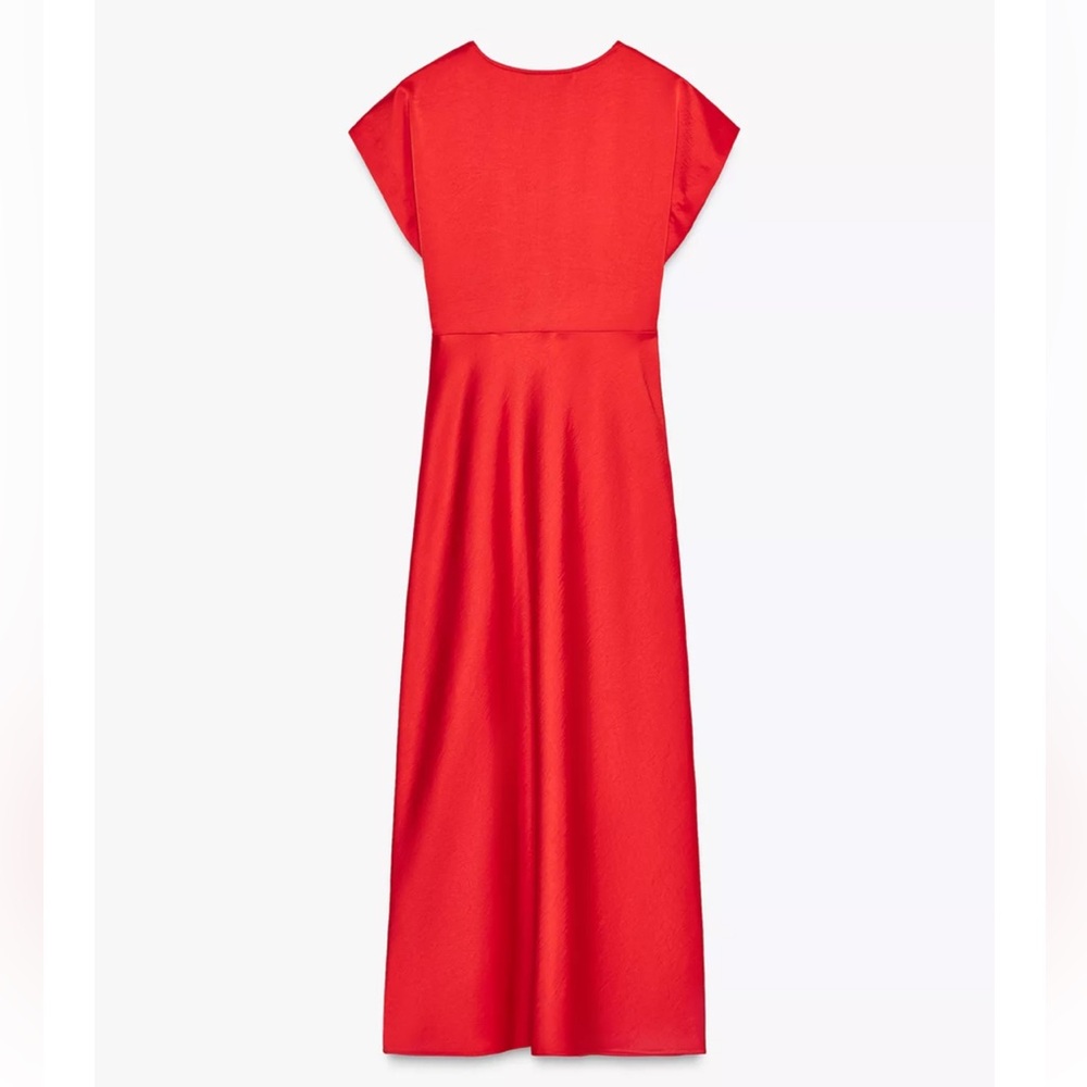 Zara Satin Red Dress NWT - Picture 3 of 11